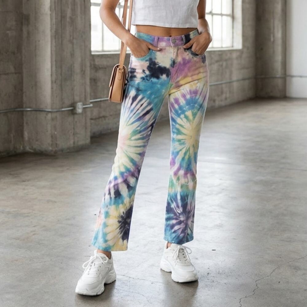 NWT Mother Superior The Tripper Swirling Secrets Tie Dye High Waist Jeans, sz 25
